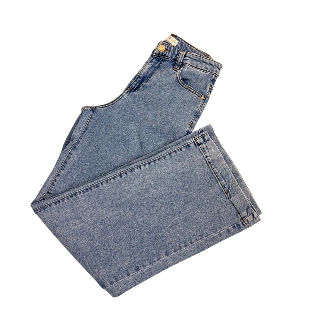 OAT NYC Wide Leg High Rise Loose Fit Light Wash Denim Blue Jeans Size 2 | 26 - Picture 3 of 5